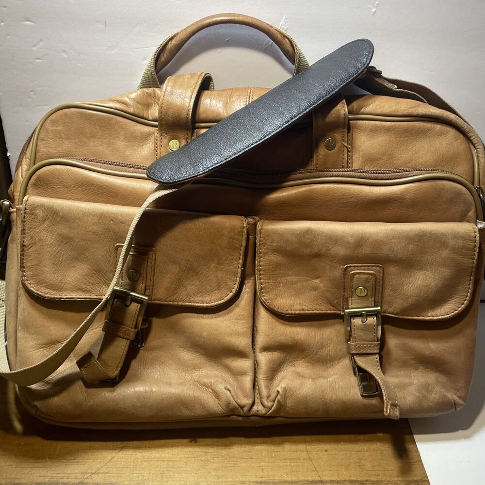 Leather Vintage Laptop Messenger Bag Men's Satchel Shoulder Brown Briefcase